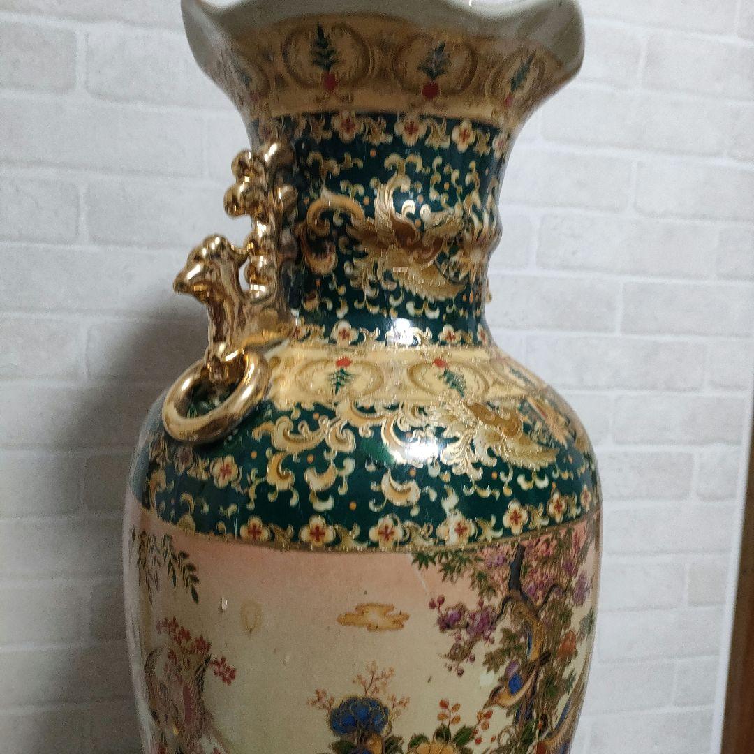 中国美術 大型飾り壺 双耳大花瓶 金彩の通販はau PAY マーケット