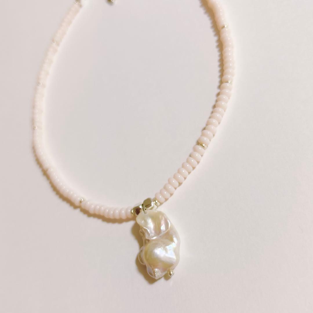 no.402／a'moureveビーズネックレス　ハンドメイド