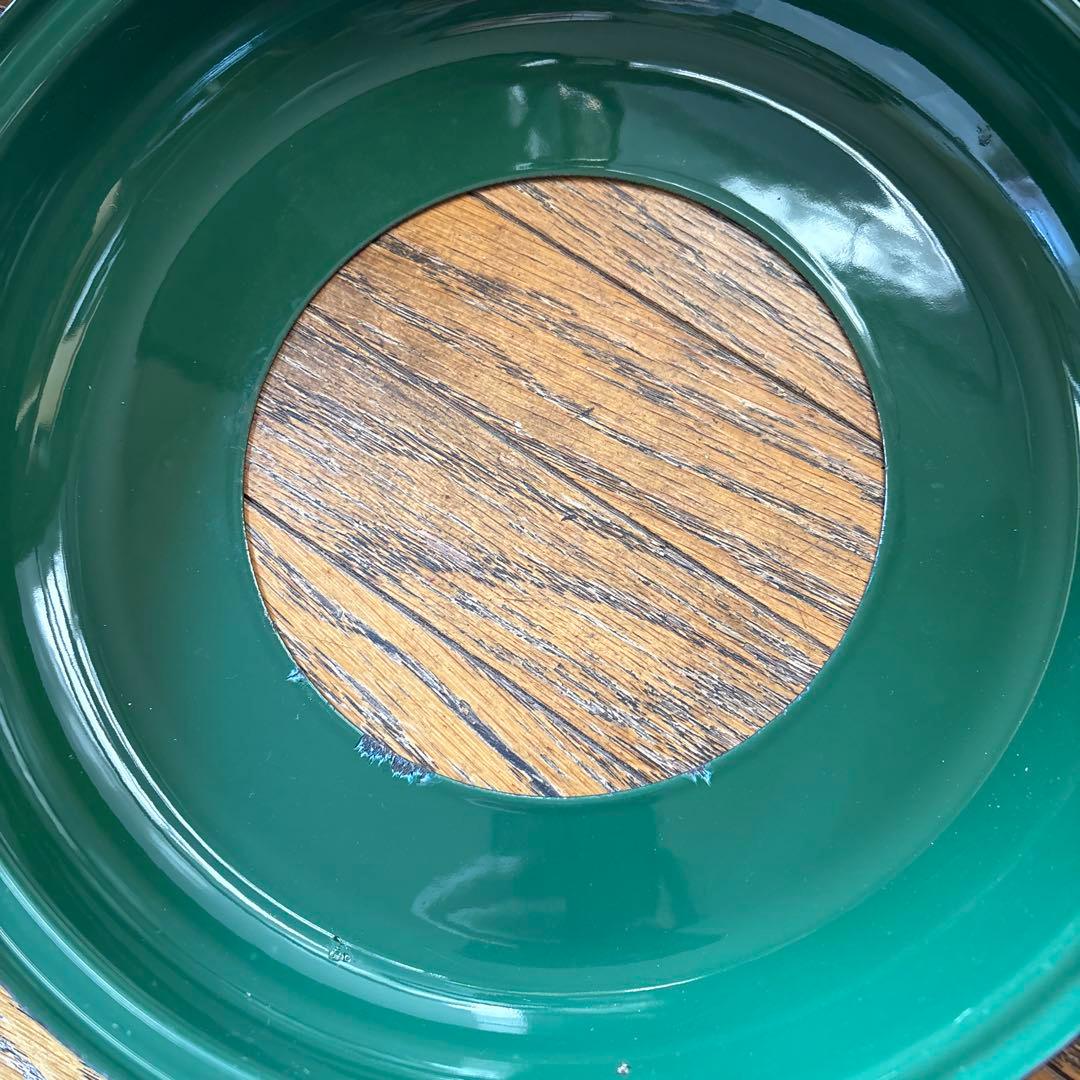 ホーロー　小物入れ／ゴミ箱　緑