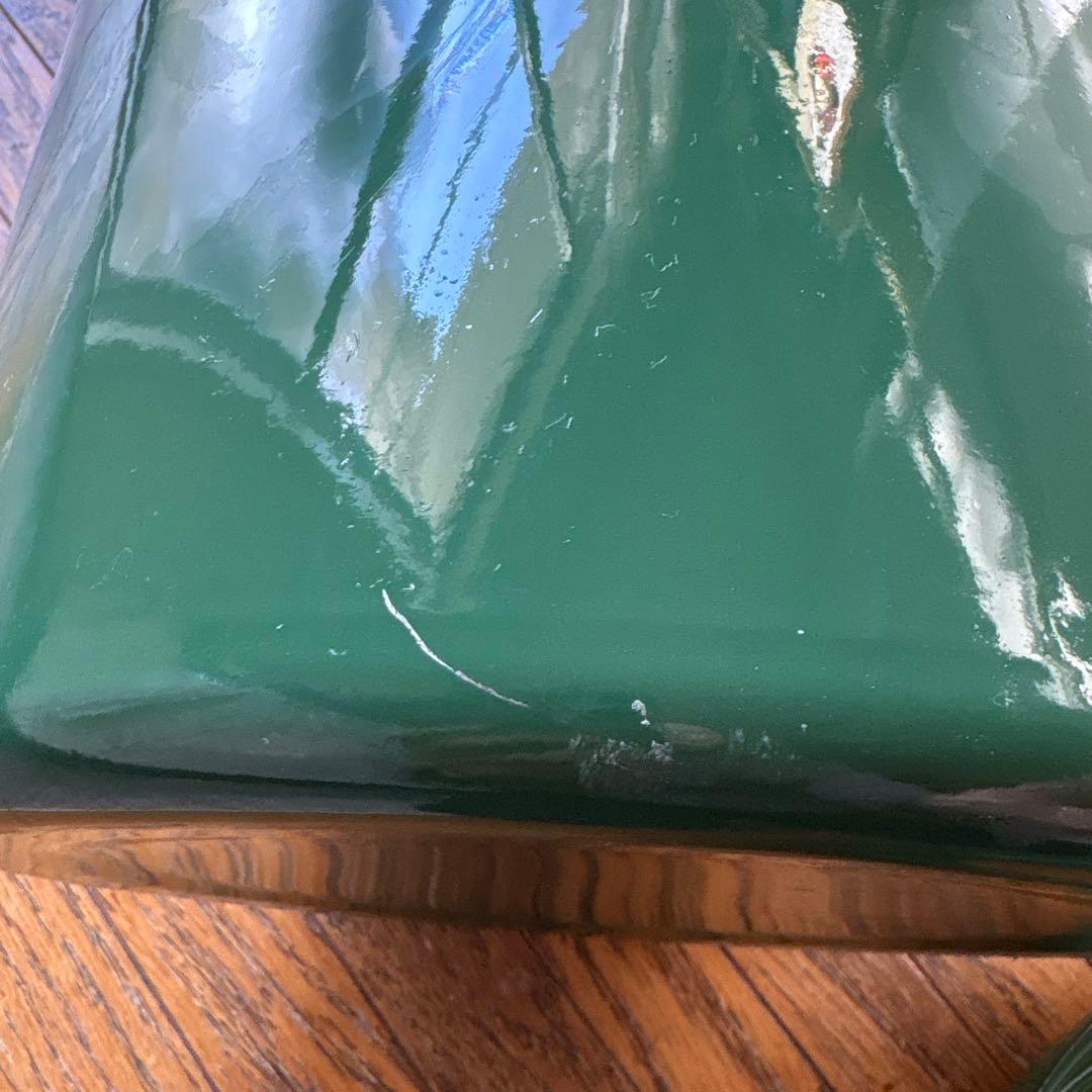 ホーロー　小物入れ／ゴミ箱　緑