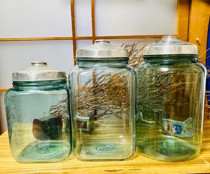 青鬼様専用 レトロ 飴屋瓶 アルミ蓋付 ガラス瓶 気泡ビン アンティーク