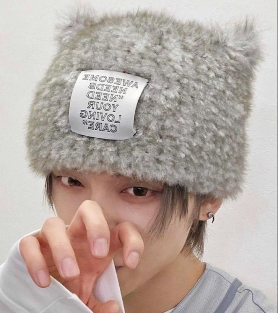 ヨンジュン着用 新品未使用 ビーニー 猫耳 ニット帽 TXT 京セラドーム