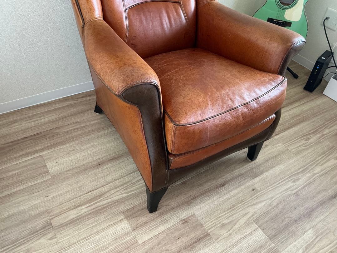 アンティーク家具 1人掛けソファ デンマーク製 本革 ハイバック