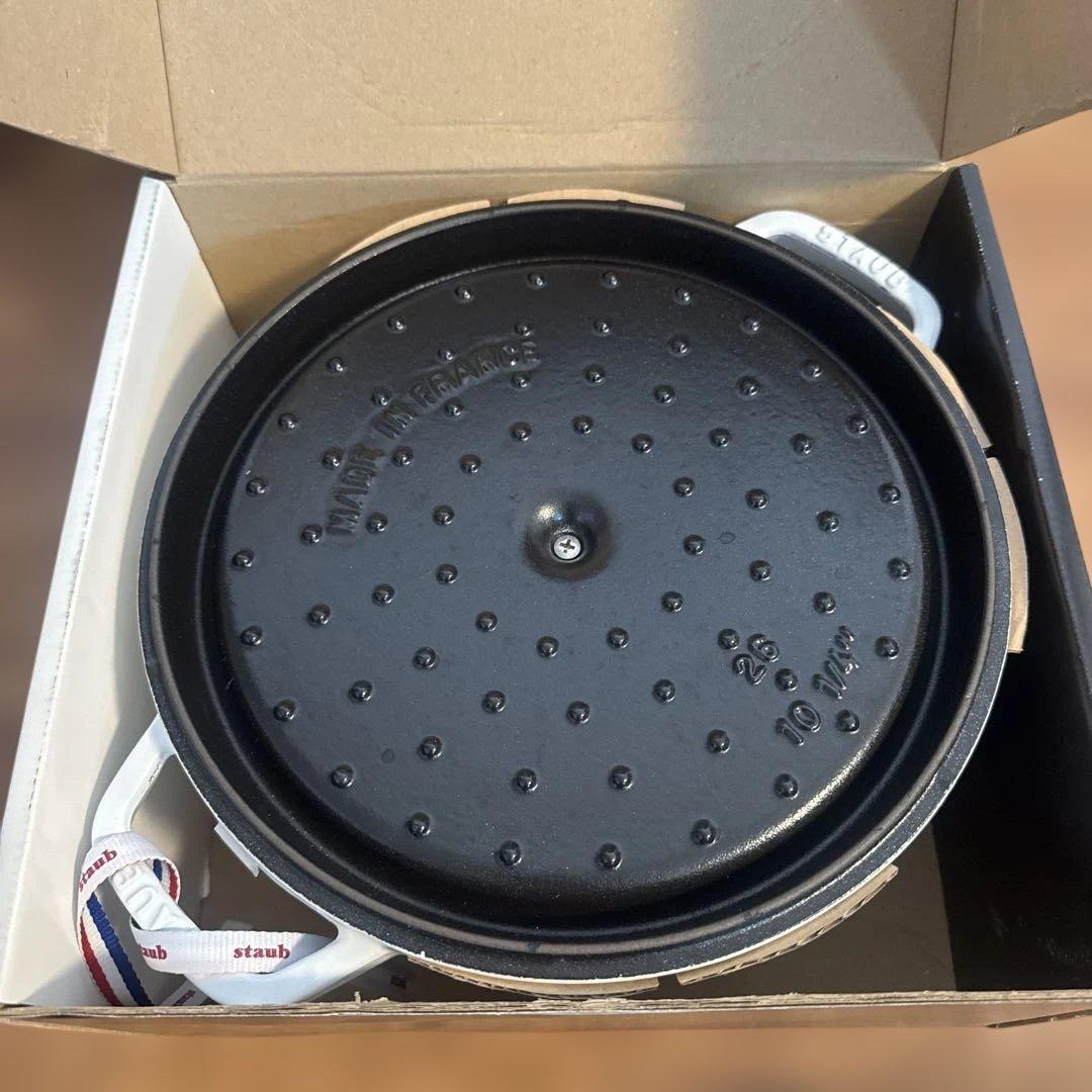 【新品未使用】　Staub ココット 26cm ホワイト 4.6L