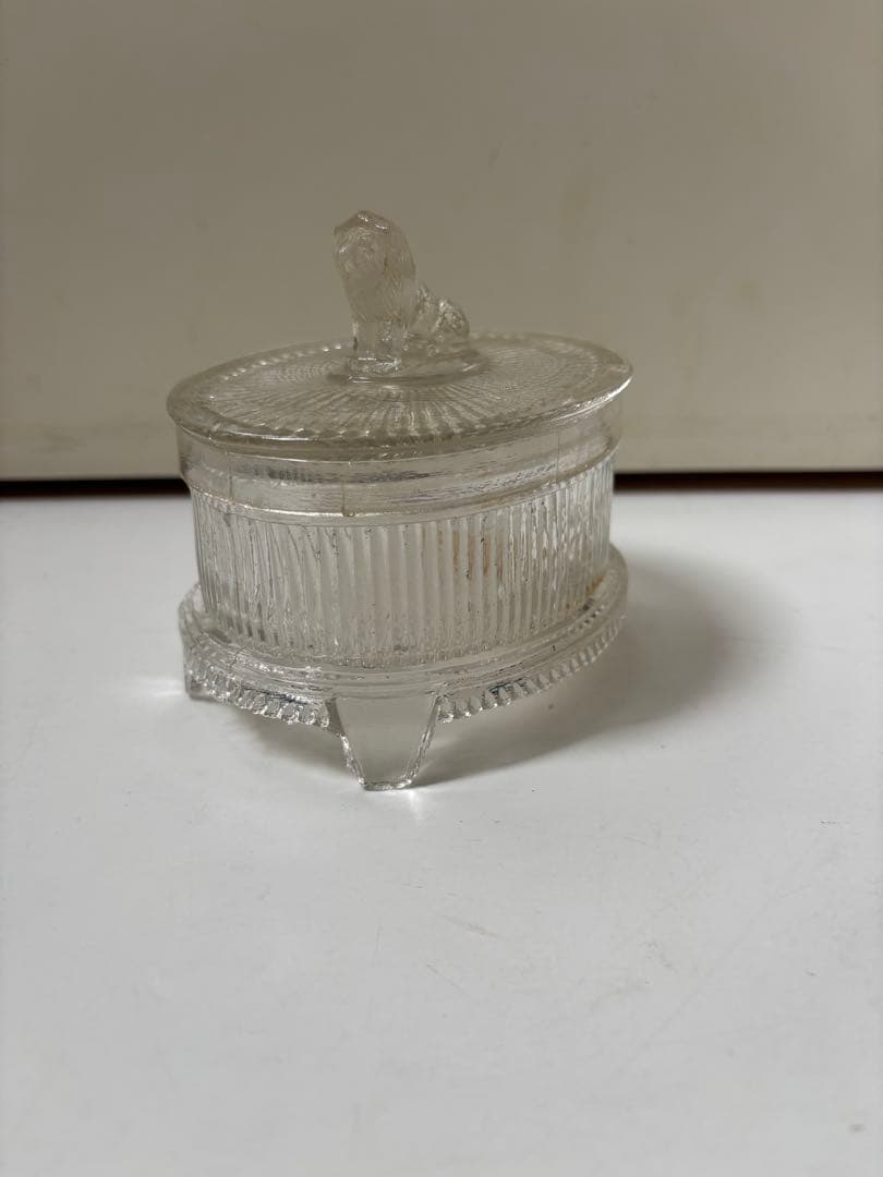 和硝子　ライオンの飾り　菓子瓶　あめや瓶　昭和レトロ　　希少