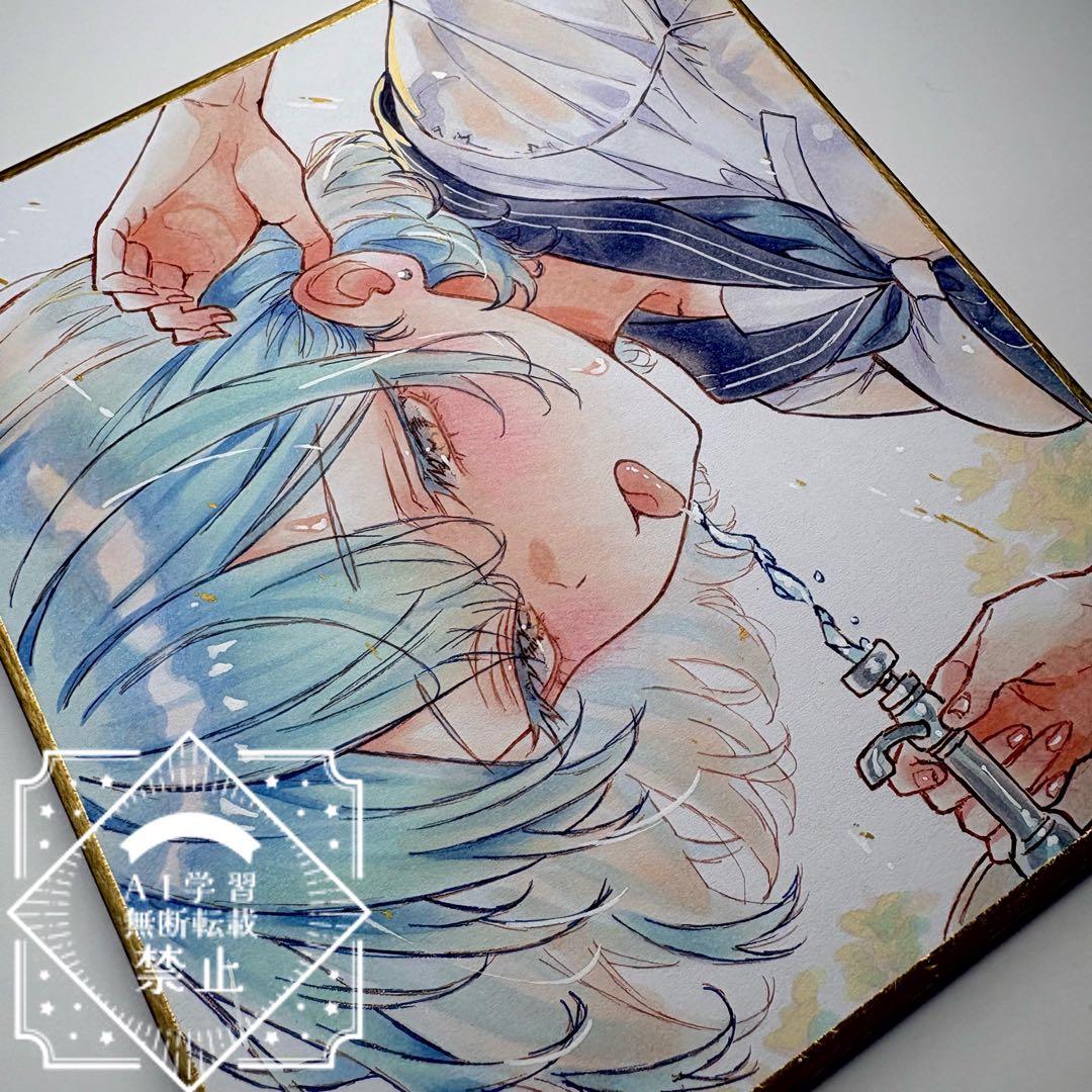 一点物 オリジナル 色紙 手描きイラスト アナログ 女の子 創作 原画