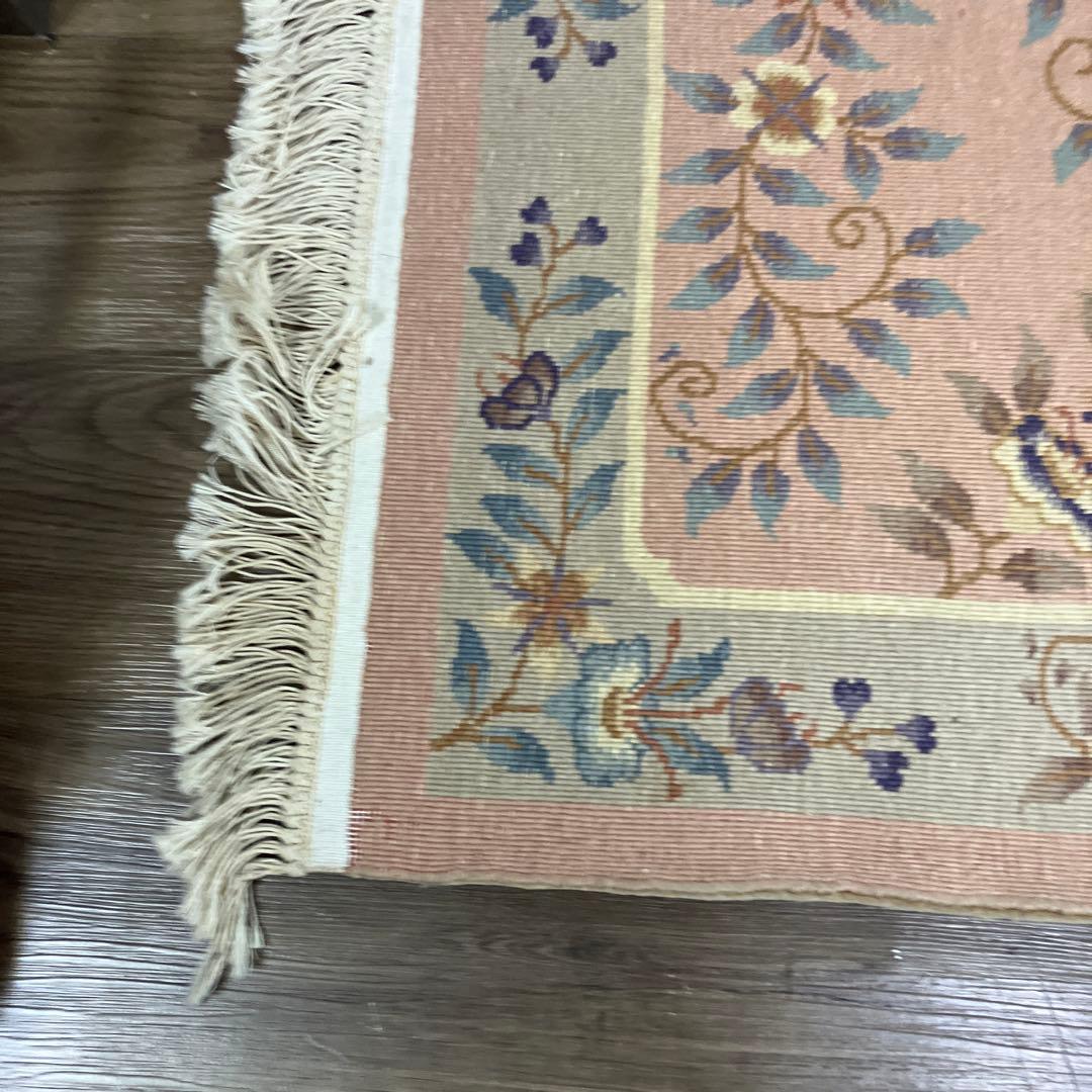 A-1 高級段通 花柄 絨毯 玄関マット 中国段通 JCCP 名工作品 敷物緞通