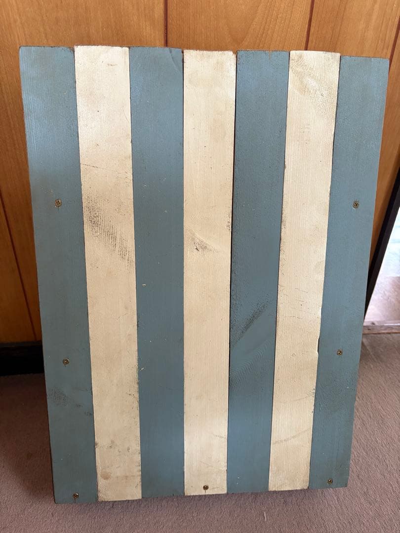 木製3段ラック 青と白のストライプ横33.3cm×高46cm×棚幅内径7.5cm