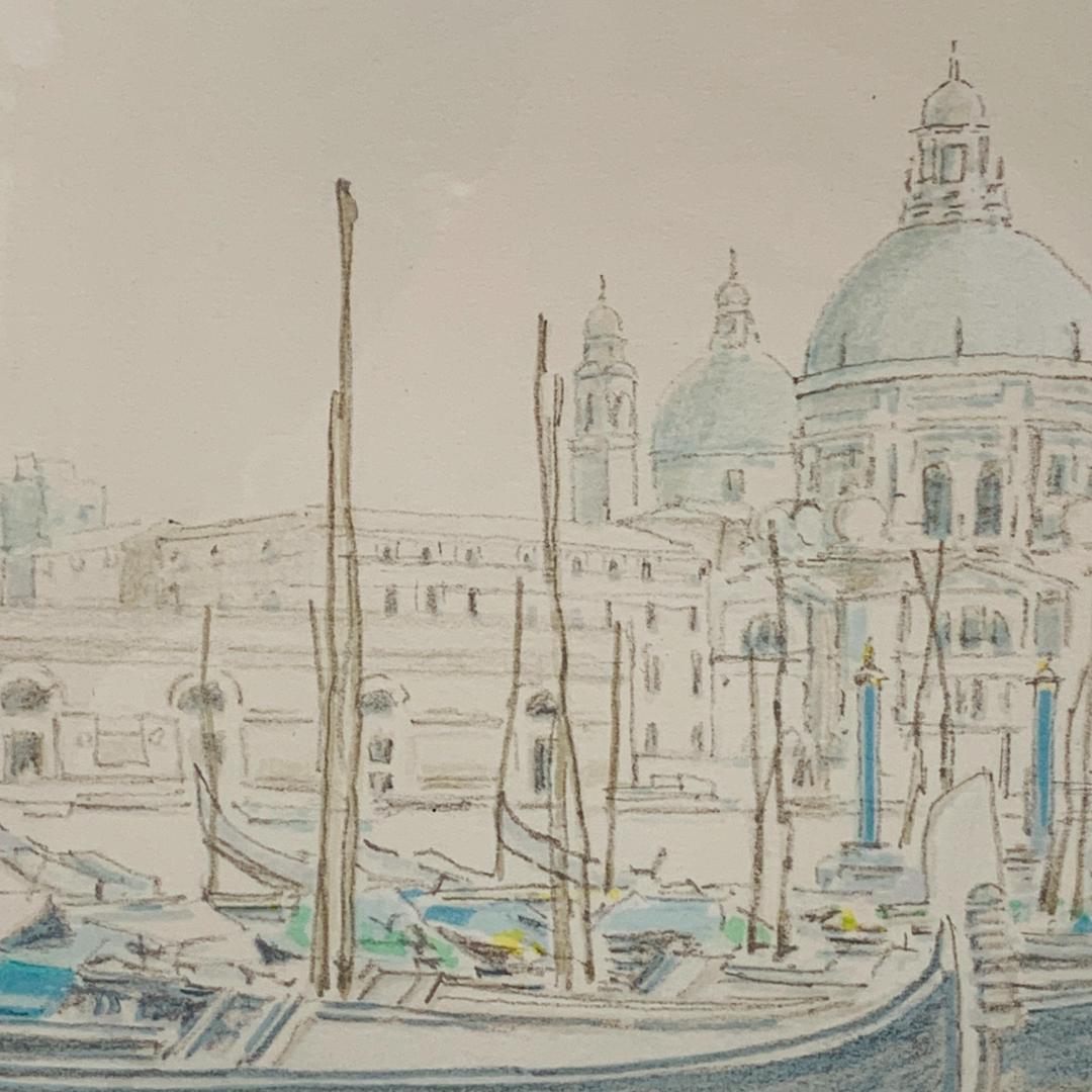 真作保証 松浦安弘 『カナルグランデ』 リトグラフ サイン入 限定 額装 ガラス