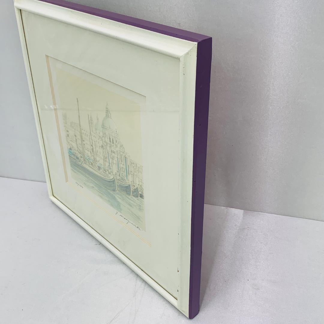 真作保証 松浦安弘 『カナルグランデ』 リトグラフ サイン入 限定 額装 ガラス