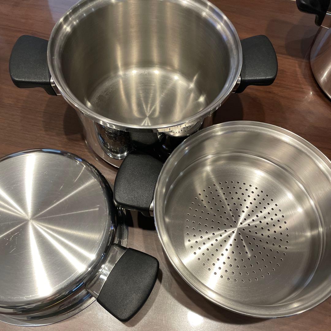 Amway ステンレス両手鍋 蒸し器付き - メルカリ