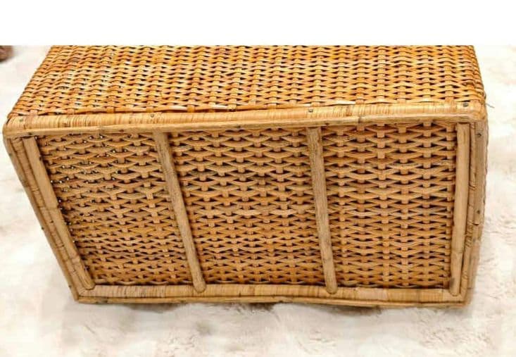 【希少】昭和レトロ 蓋付き竹編みバスケット2点セット
