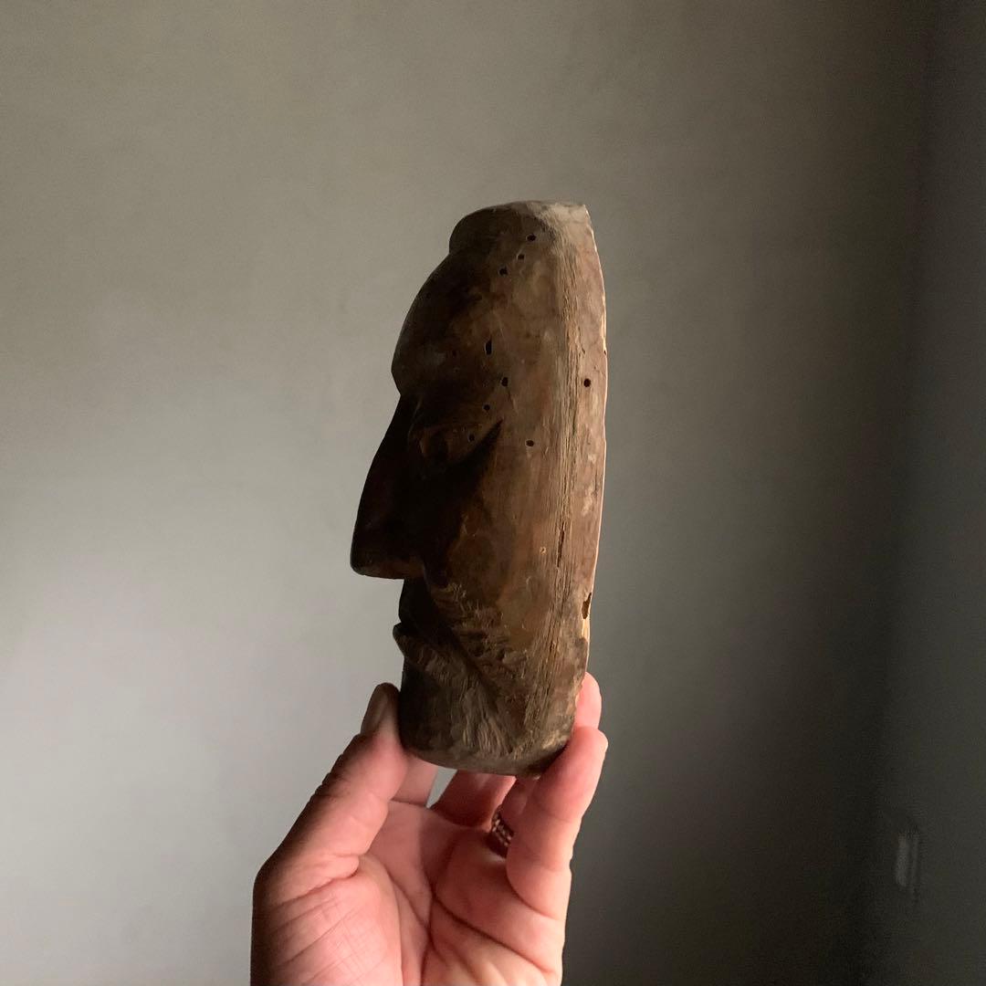 木彫 面型 ？ 古道具 木彫面 アンティーク 古美術 オブジェ