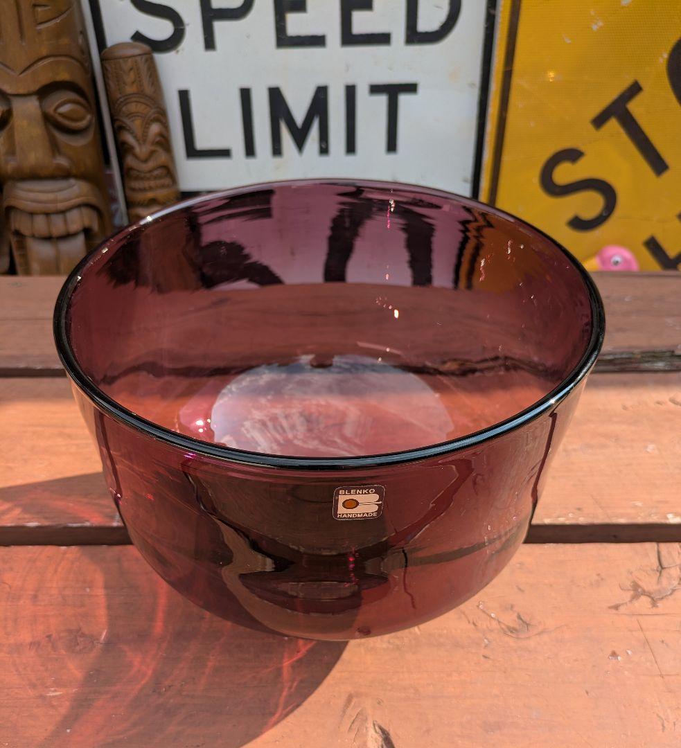 希少なヴィンテージ BLENKO ブレンコガラス　USA製　希少なアメジスト色