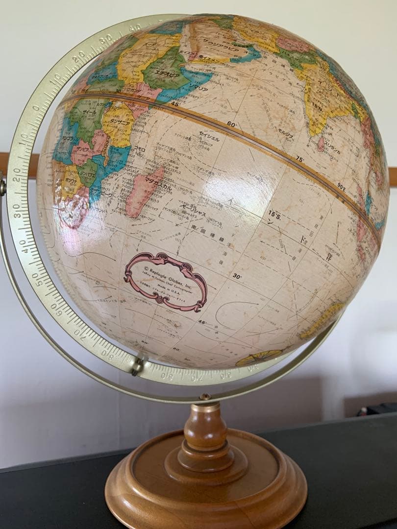 Replogle 地球儀 1970〜80年代製 アメリカ製 日本語表記 木製台座