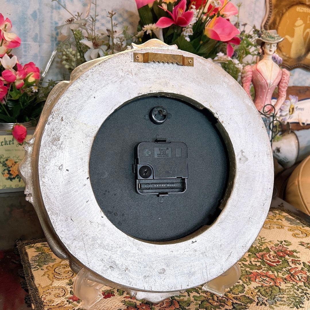 フレンチアンティーク調 ウォールデコレーション クロック 壁掛け時計 SV