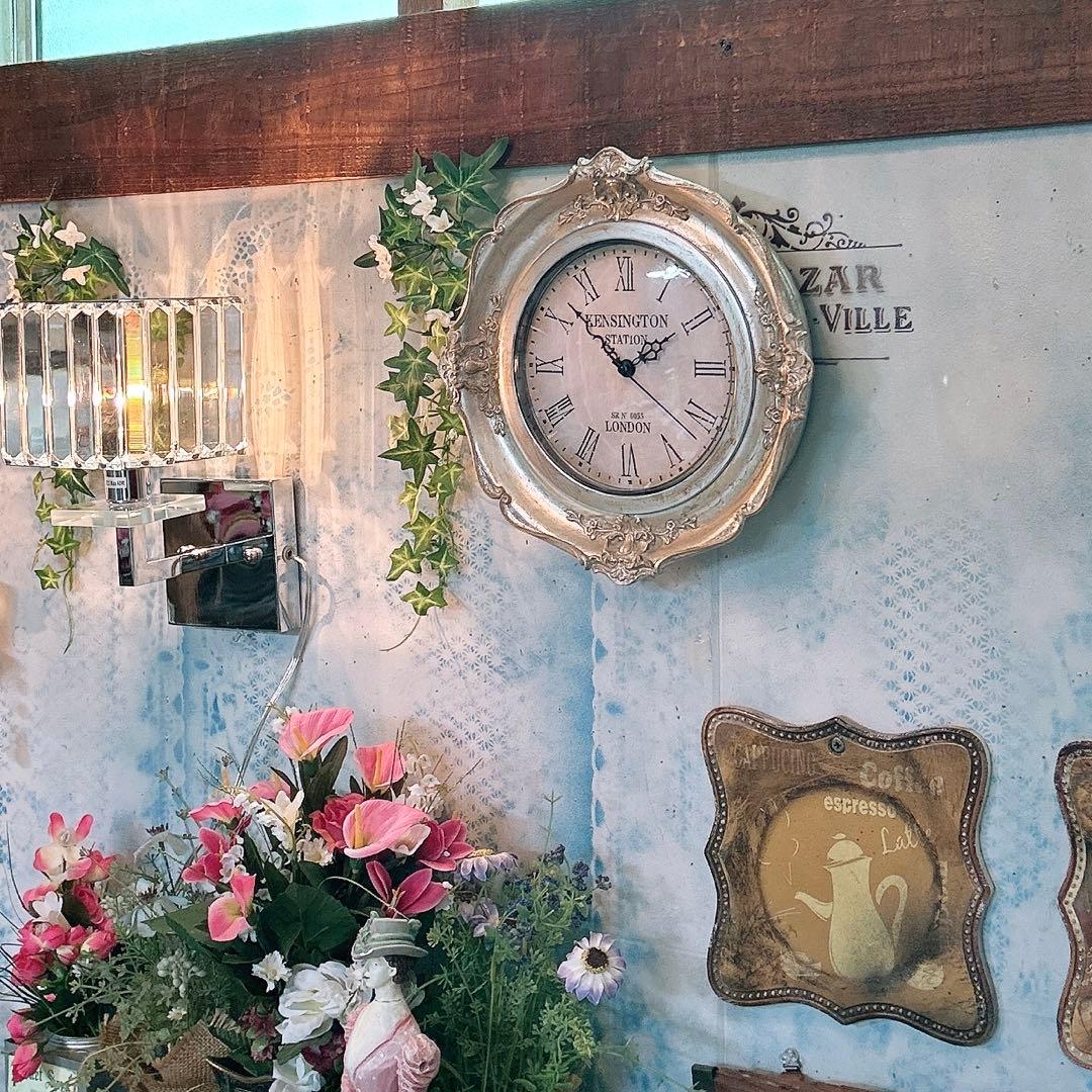 フレンチアンティーク調 ウォールデコレーション クロック 壁掛け時計 SV