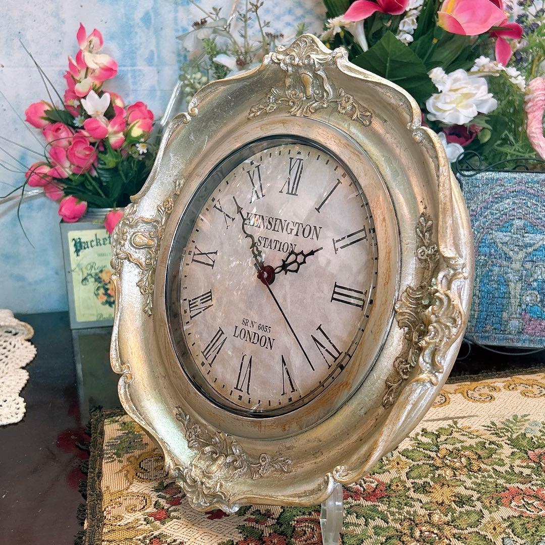 フレンチアンティーク調 ウォールデコレーション クロック 壁掛け時計 SV