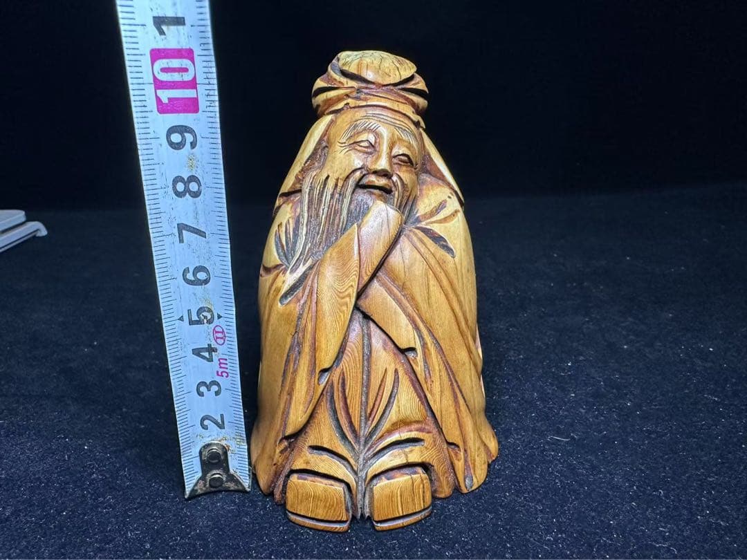 極上　置物　象牙調　寿老人　アンティーク　天然素材　彫刻 古美術品　細密細工