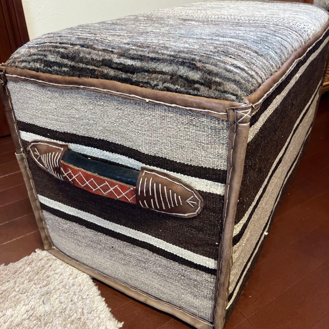 手織りギャッベ　キリム　ギャッベベンチ椅子　オットマン　スツール