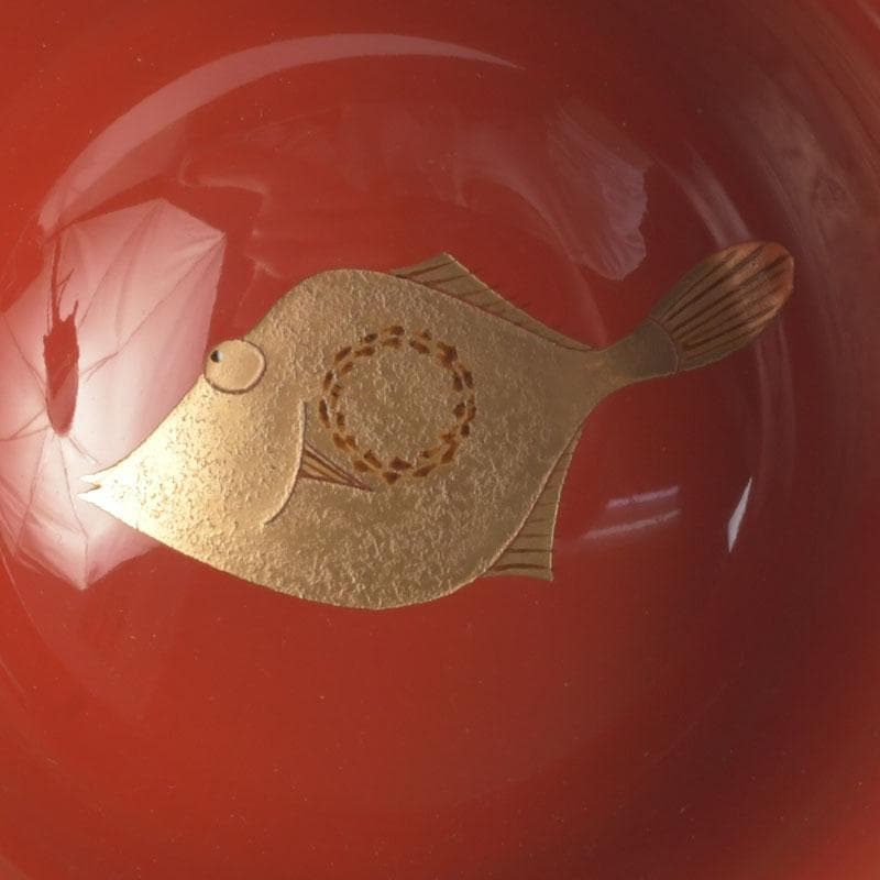 和食器 茶懐石 輪島塗 輪島屋本店謹製 朱塗魚蒔絵 盃 五客