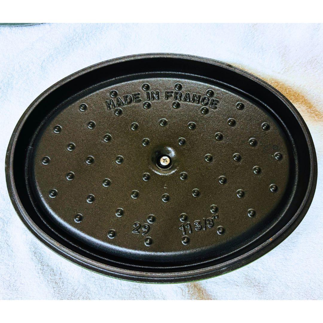 【美品】STAUB オーバル29cm バジルグリーン／1回使用