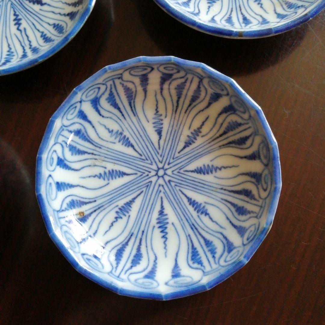 古伊万里　染付豆皿　5枚　8.7cm　江戸後期～明治期
