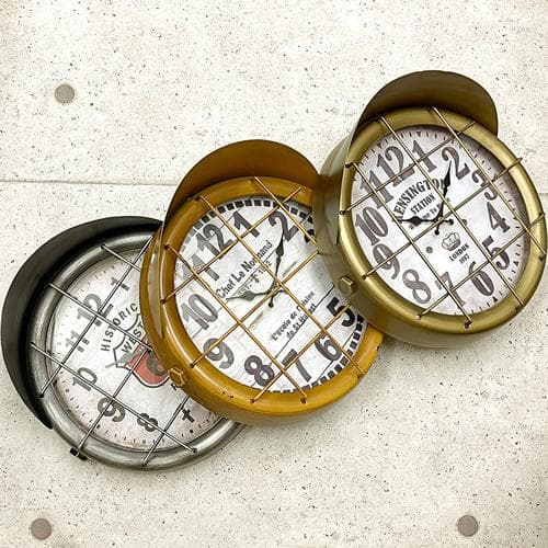 アンティーク風 掛け時計 クロック サブマリン【壁掛時計】イエロー 黄色