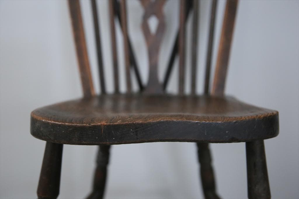 英国アンティーク木製ホイールバックチェア/ダイニングイス/椅子(91