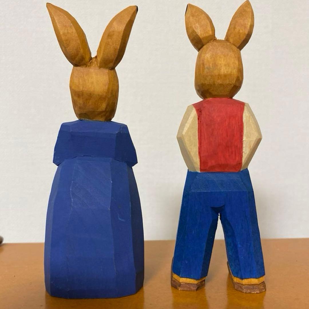 ドイツ製　ザイフェン　エルツ　木彫りの人形　木製　オブジェ　イースター