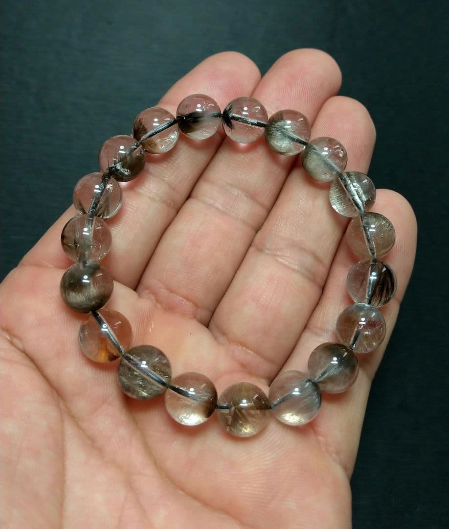 【極上,美品】プラチナルチルクォーツ　１０㎜　ブレスレット　希少　レア