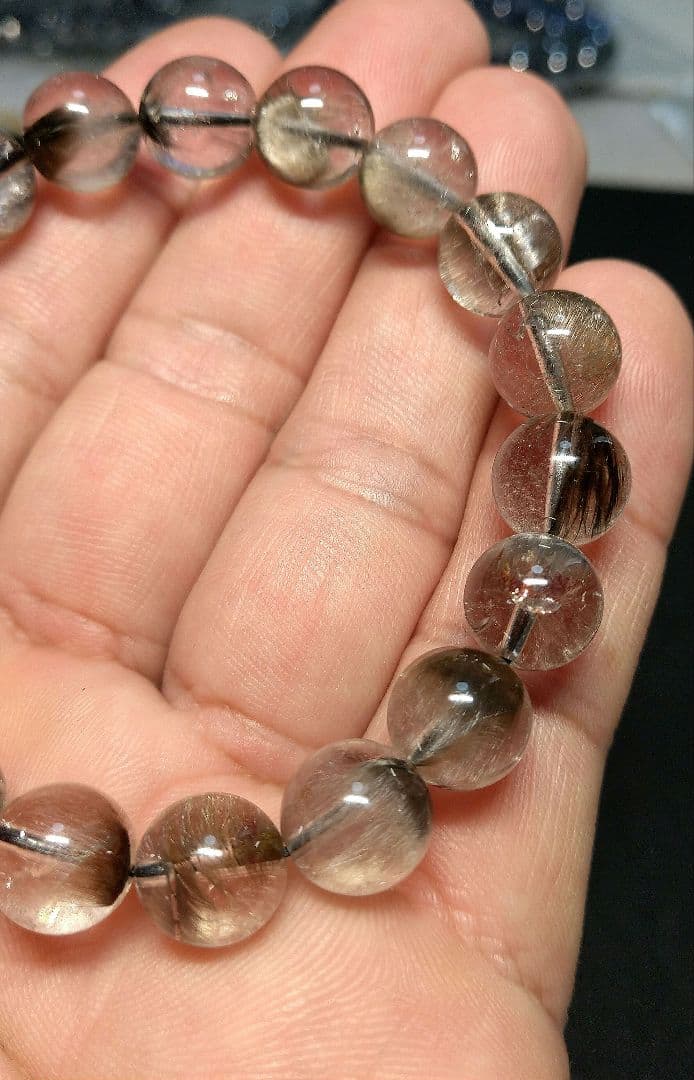 【極上,美品】プラチナルチルクォーツ　１０㎜　ブレスレット　希少　レア