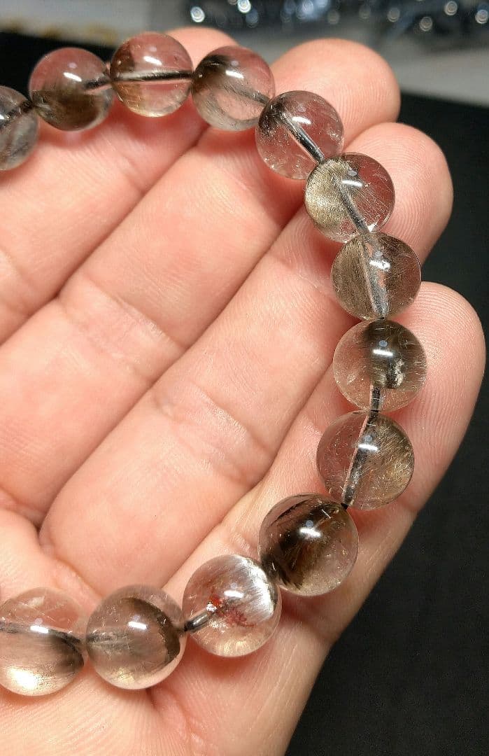 【極上,美品】プラチナルチルクォーツ　１０㎜　ブレスレット　希少　レア