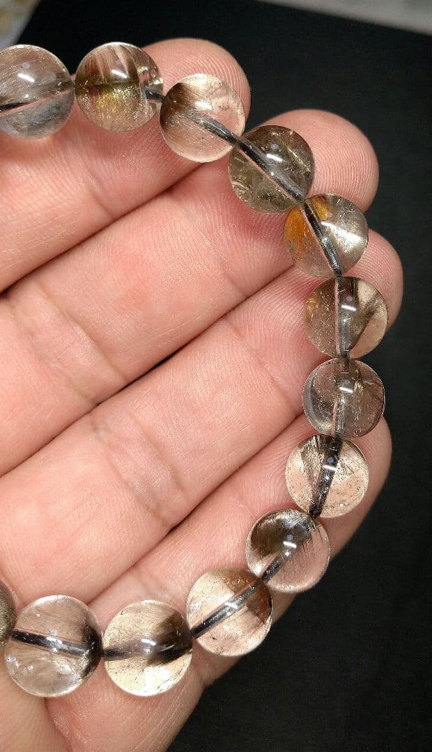 【極上,美品】プラチナルチルクォーツ　１０㎜　ブレスレット　希少　レア