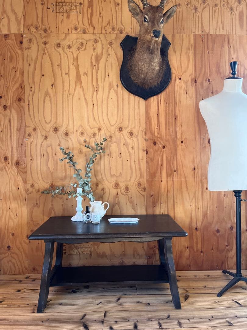 古いローテーブルダークブラウン木製コーヒーサイドテーブルアンティークヴィンテージ