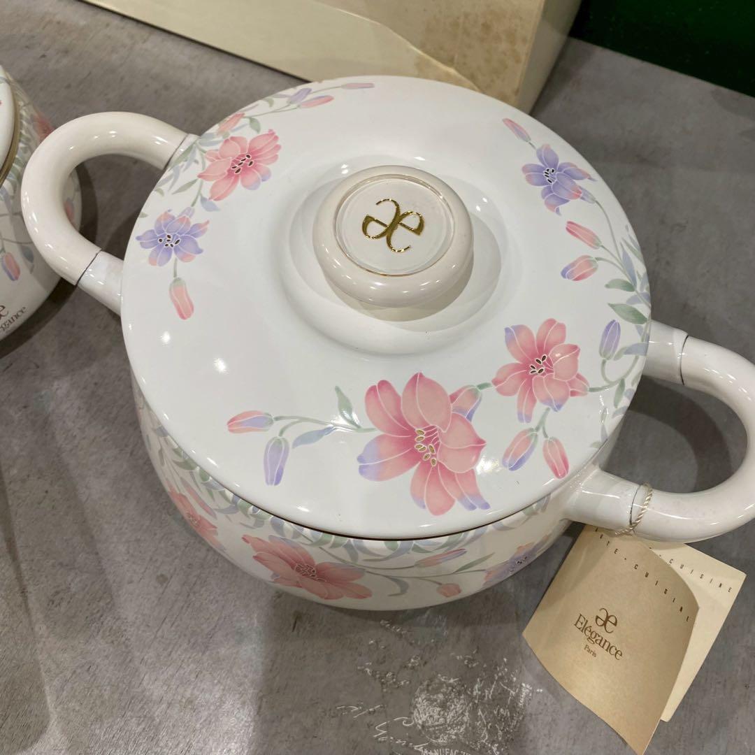 希少 未使用 富士ホーロー鍋 セット 昭和レトロ Elegance エレガンス