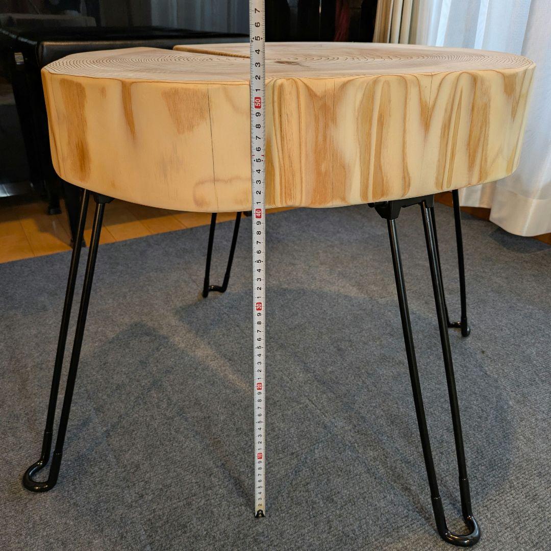 杉　アイアン脚　テーブル　切り株　 輪切り　高さ約52㎝