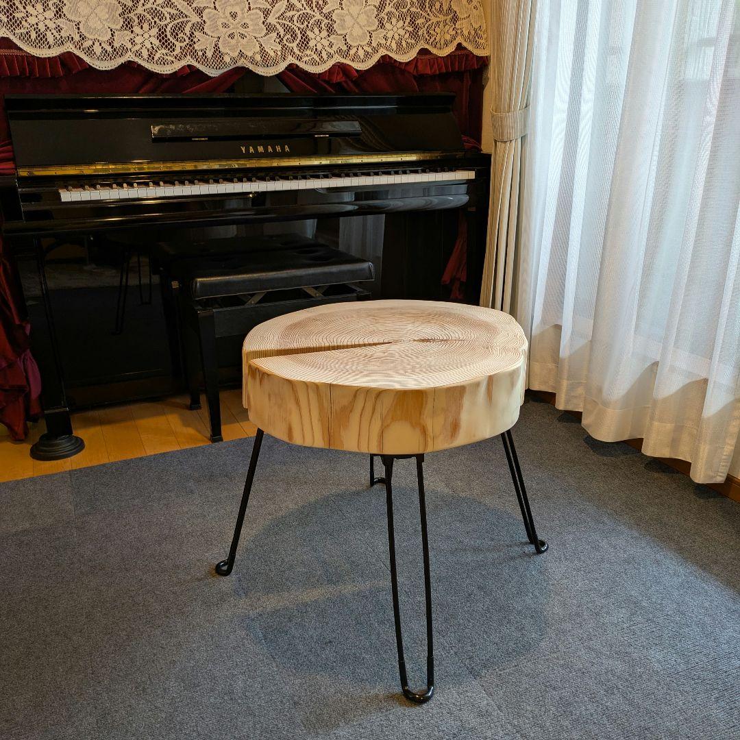 杉　アイアン脚　テーブル　切り株　 輪切り　高さ約52㎝