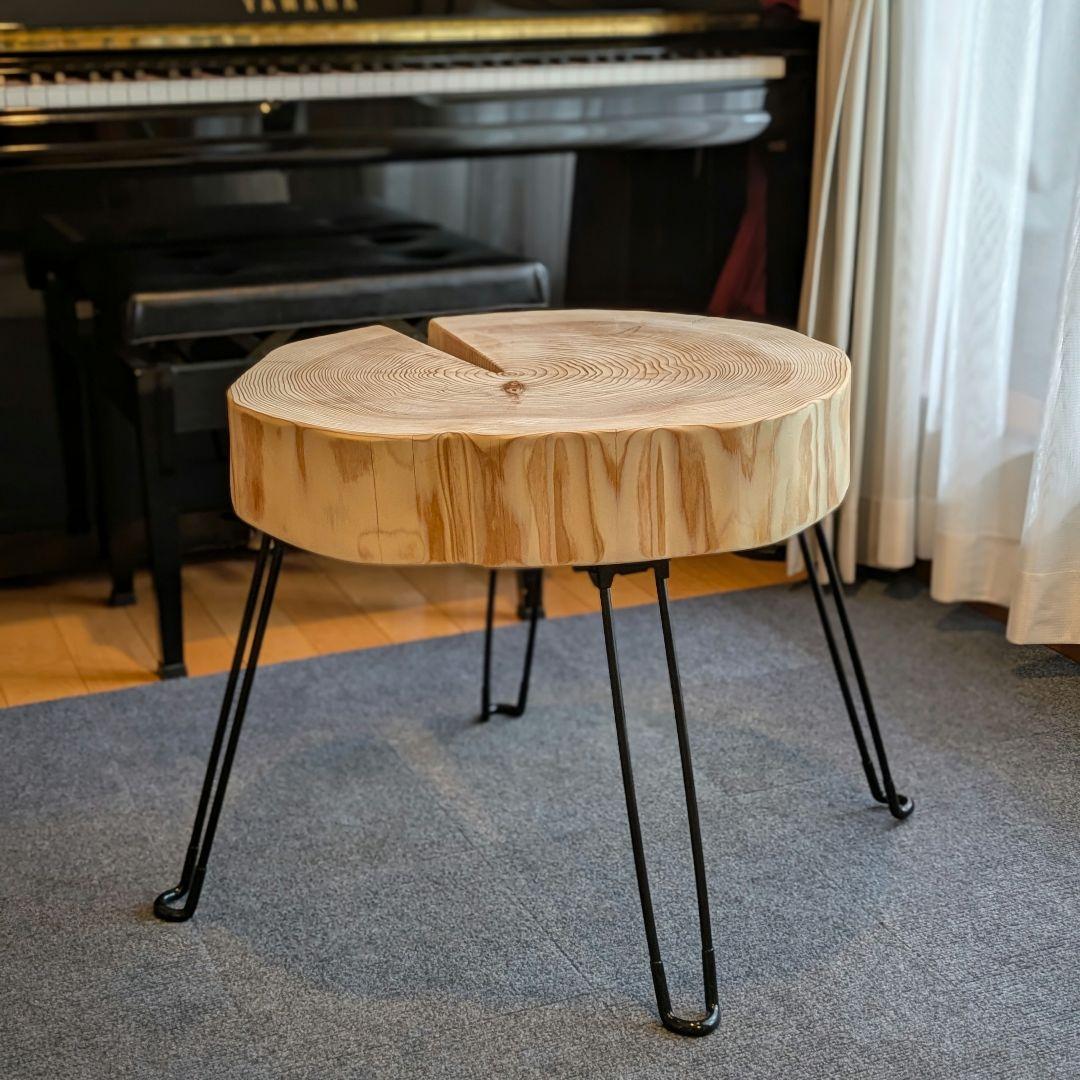 杉　アイアン脚　テーブル　切り株　 輪切り　高さ約52㎝