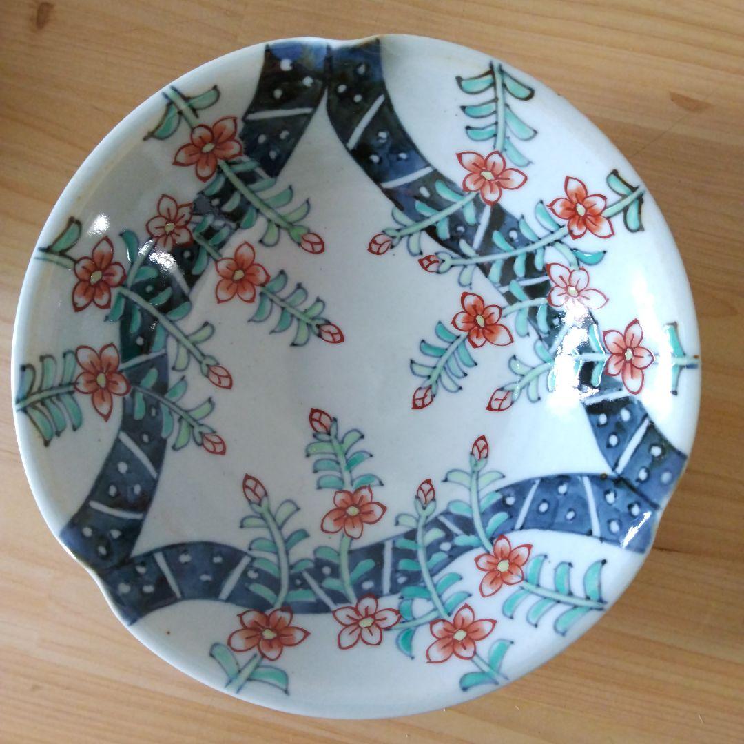 六代 佐藤走波・染錦のし目辻が花文・組鉢・5客セット・新品未使用