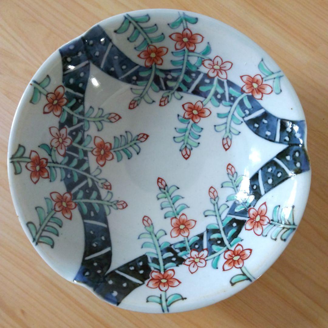 六代 佐藤走波・染錦のし目辻が花文・組鉢・5客セット・新品未使用