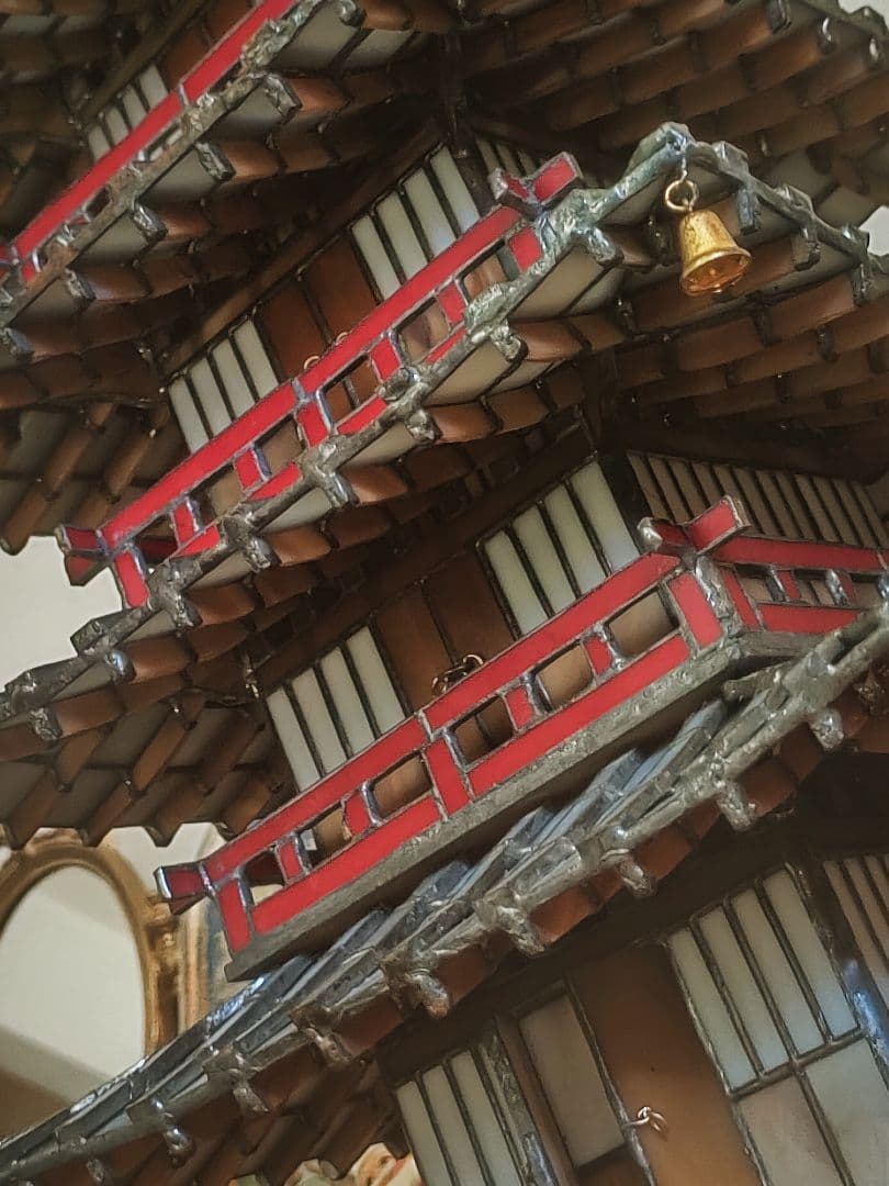 【圧巻 ☆ 世界唯一・一級品】ステンドグラス五重塔　美術工芸品　ビンテージランプ