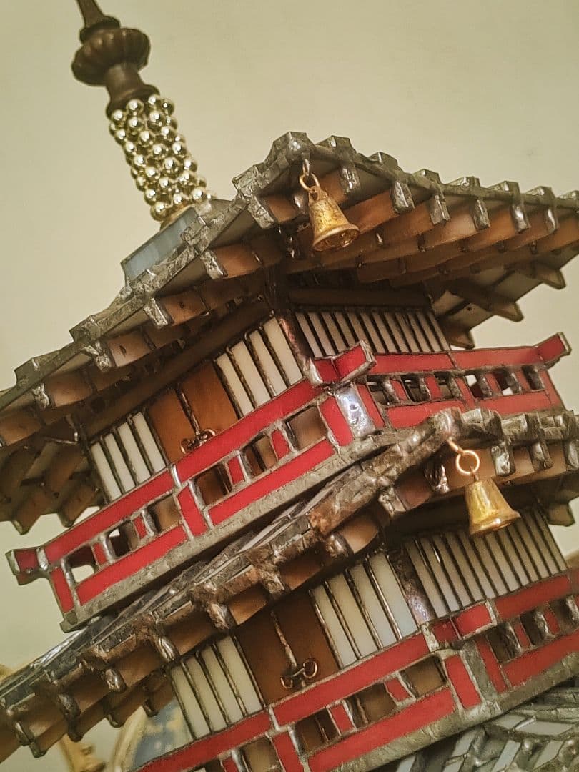 【圧巻 ☆ 世界唯一・一級品】ステンドグラス五重塔　美術工芸品　ビンテージランプ