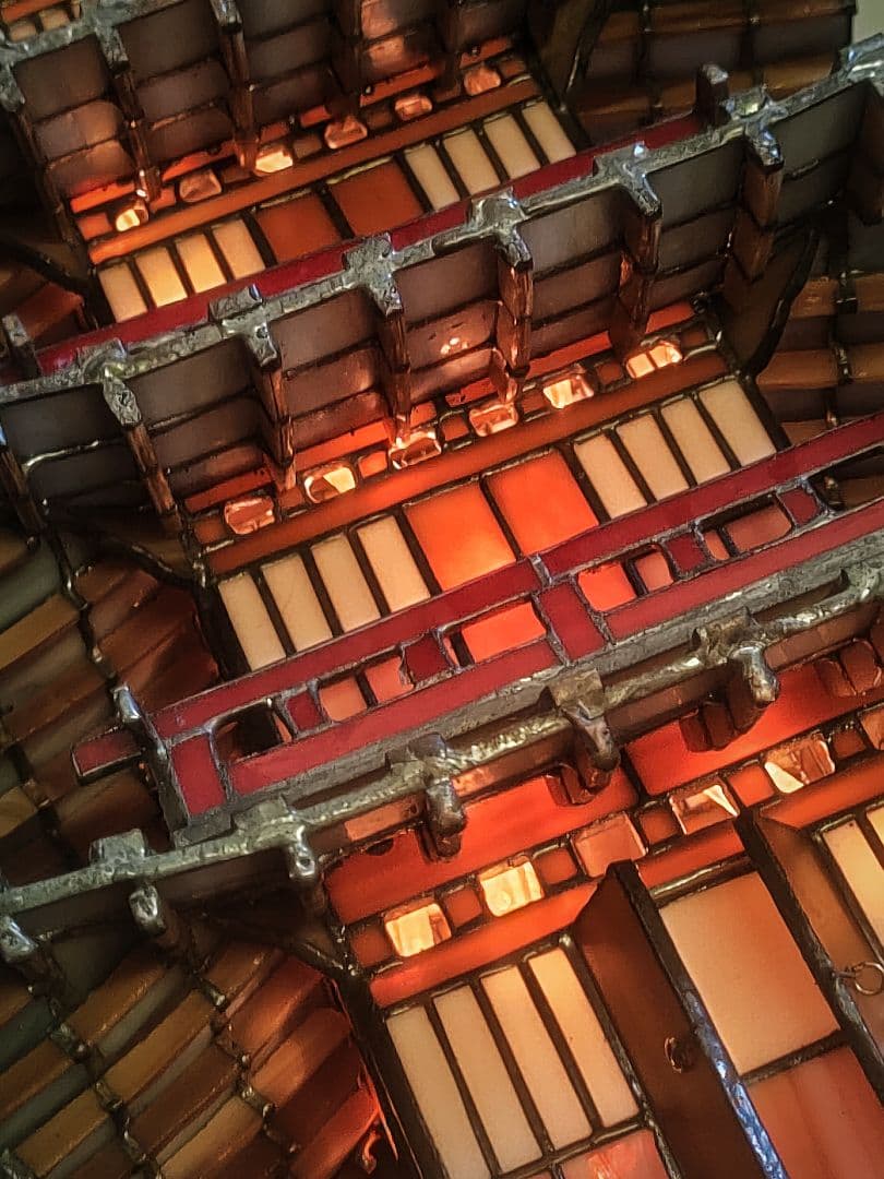 【圧巻 ☆ 世界唯一・一級品】ステンドグラス五重塔　美術工芸品　ビンテージランプ