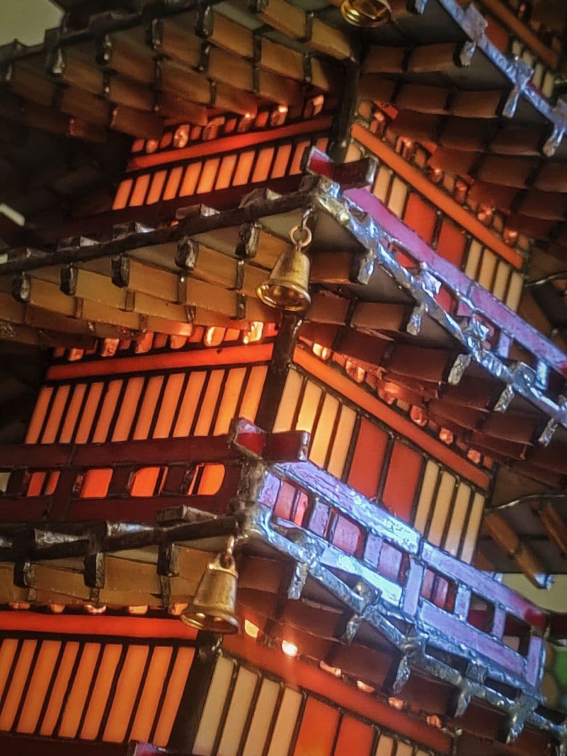 【圧巻 ☆ 世界唯一・一級品】ステンドグラス五重塔　美術工芸品　ビンテージランプ