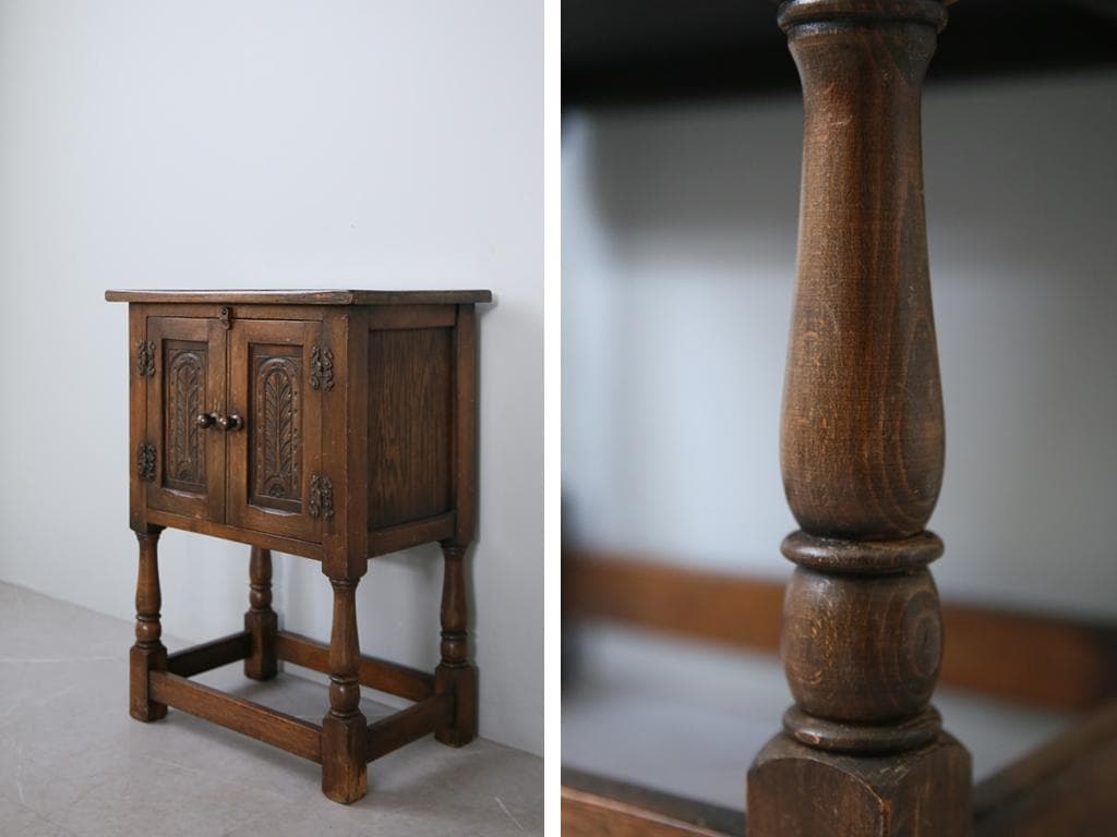 英国アンティーク木製カップボード/キャビネット/キッチン収納/飾り棚92-230