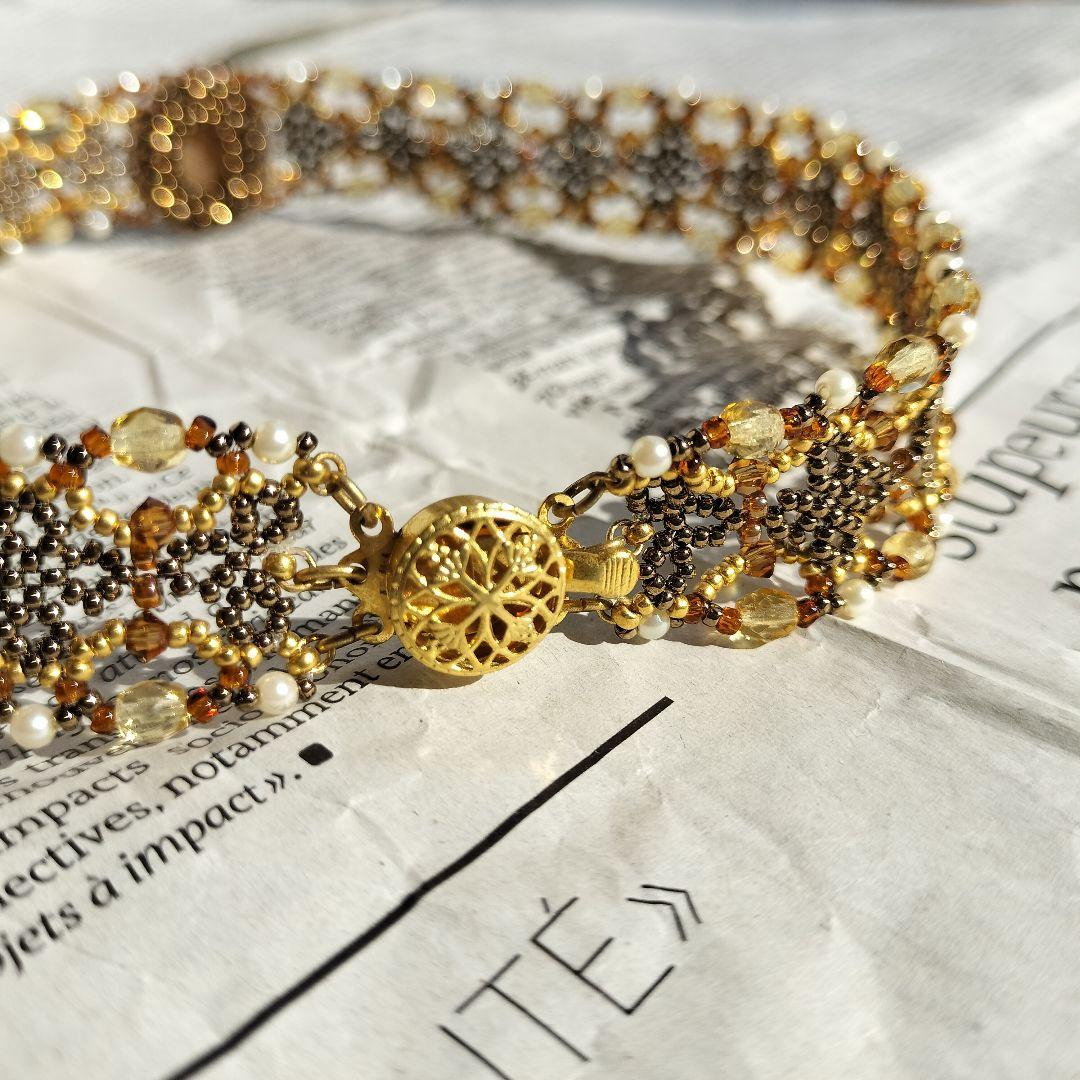 スワロフスキー　使用　ハンドメイド　ネックレス　チョーカー　カメオ　37cm