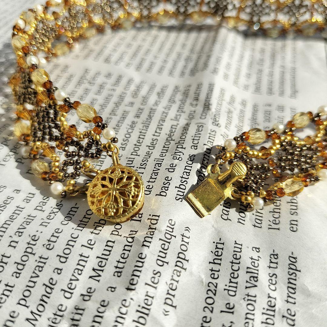 スワロフスキー　使用　ハンドメイド　ネックレス　チョーカー　カメオ　37cm