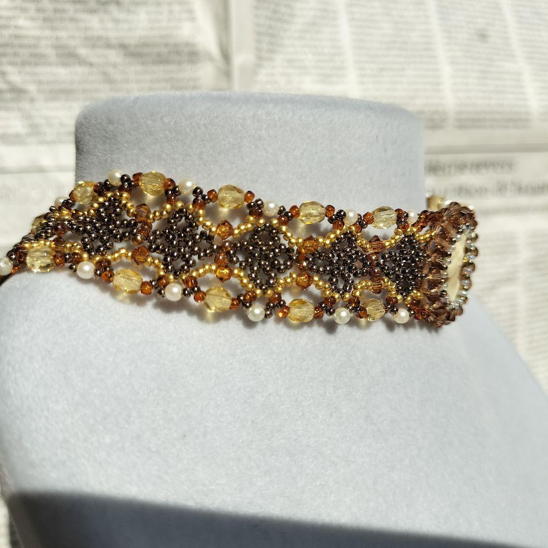 スワロフスキー　使用　ハンドメイド　ネックレス　チョーカー　カメオ　37cm