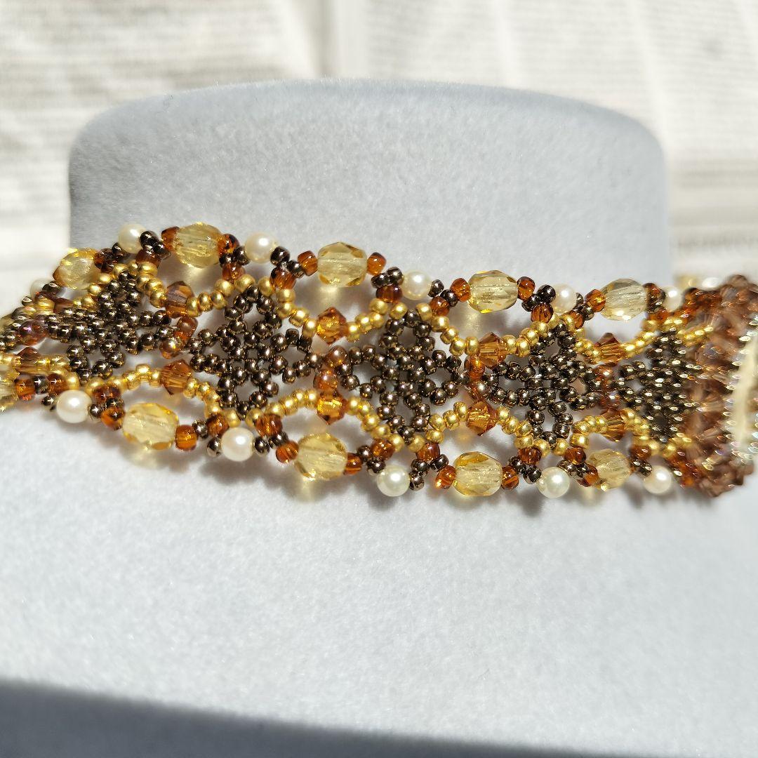 スワロフスキー　使用　ハンドメイド　ネックレス　チョーカー　カメオ　37cm